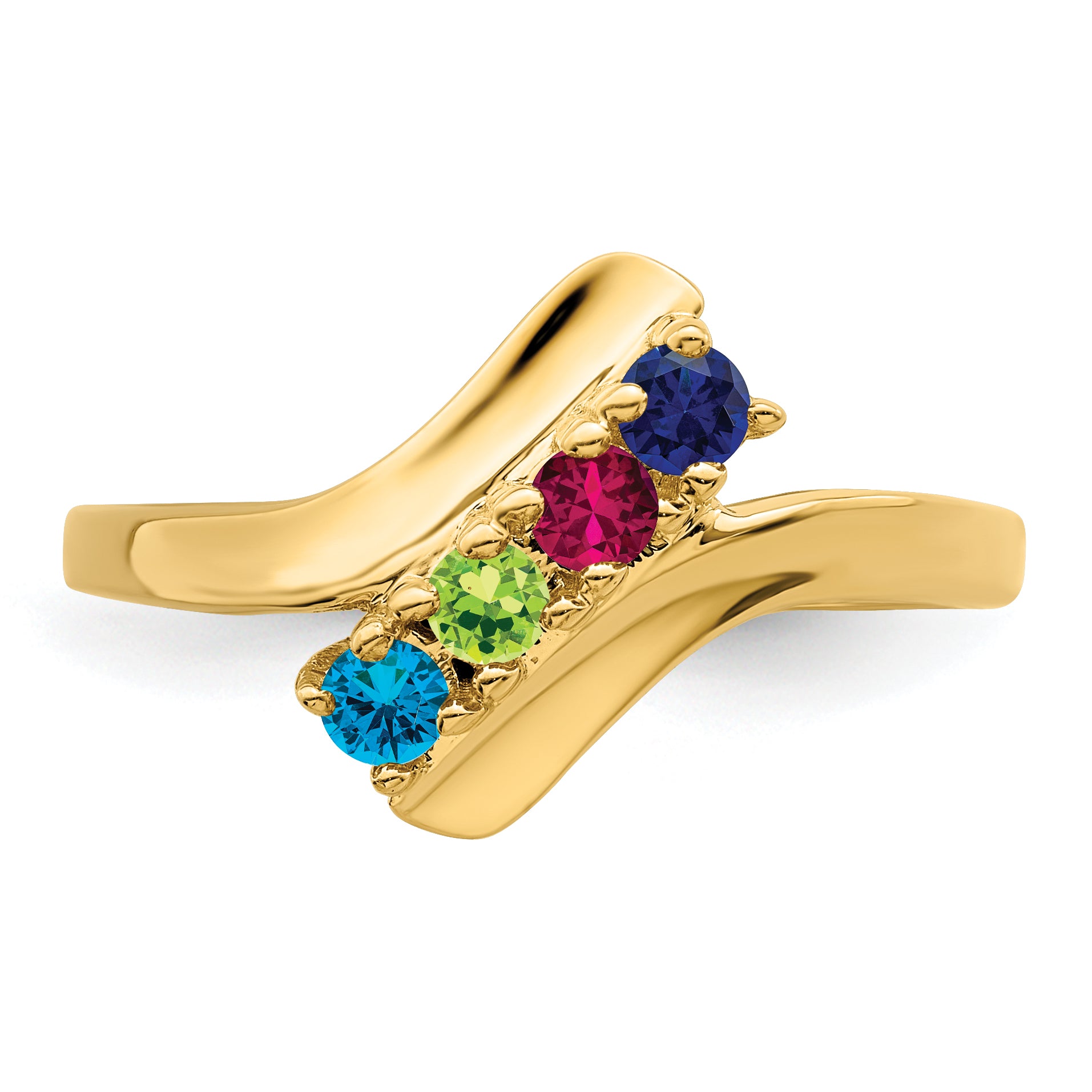 14k Genuine 4 Stone Mother's Ring - 7 / Genuine