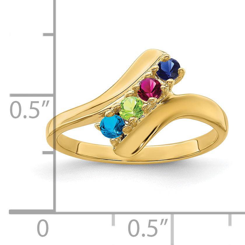 14k Genuine 4 Stone Mother's Ring - 7 / Genuine