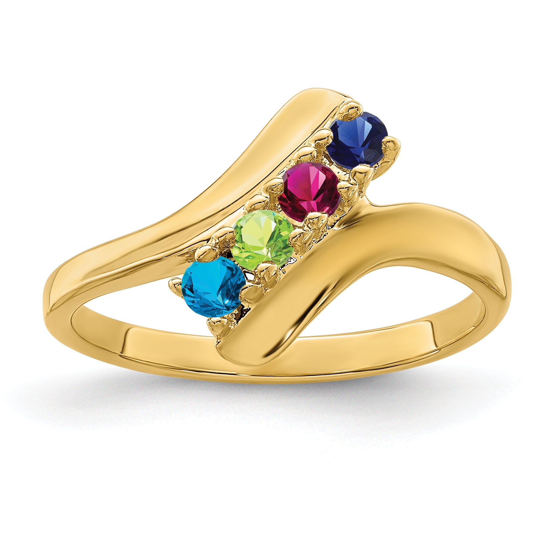 14k Genuine 4 Stone Mother's Ring - 7 / Genuine Secondary image