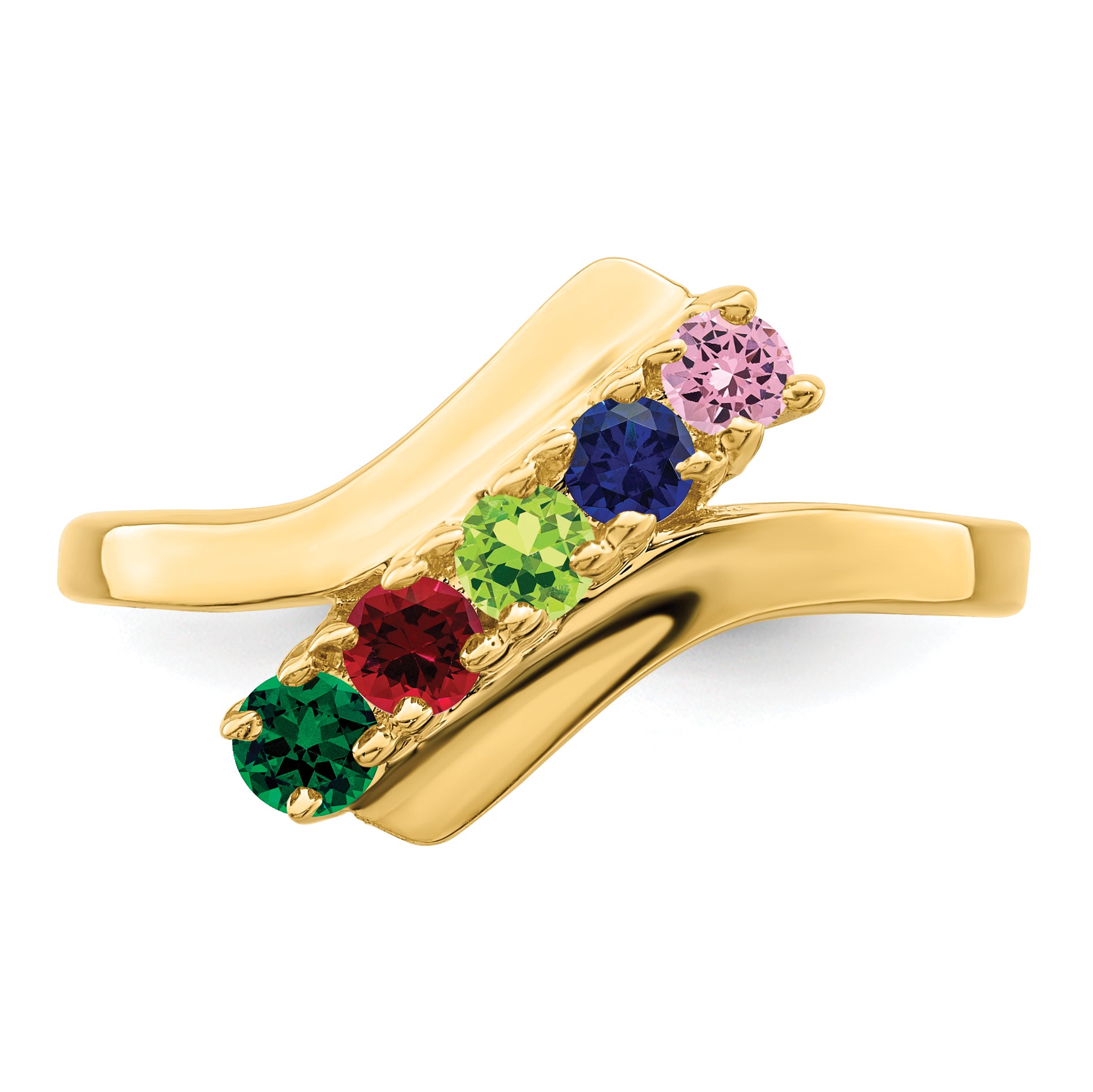 14k Genuine 5 Stone Mother's Ring - 7 / Genuine