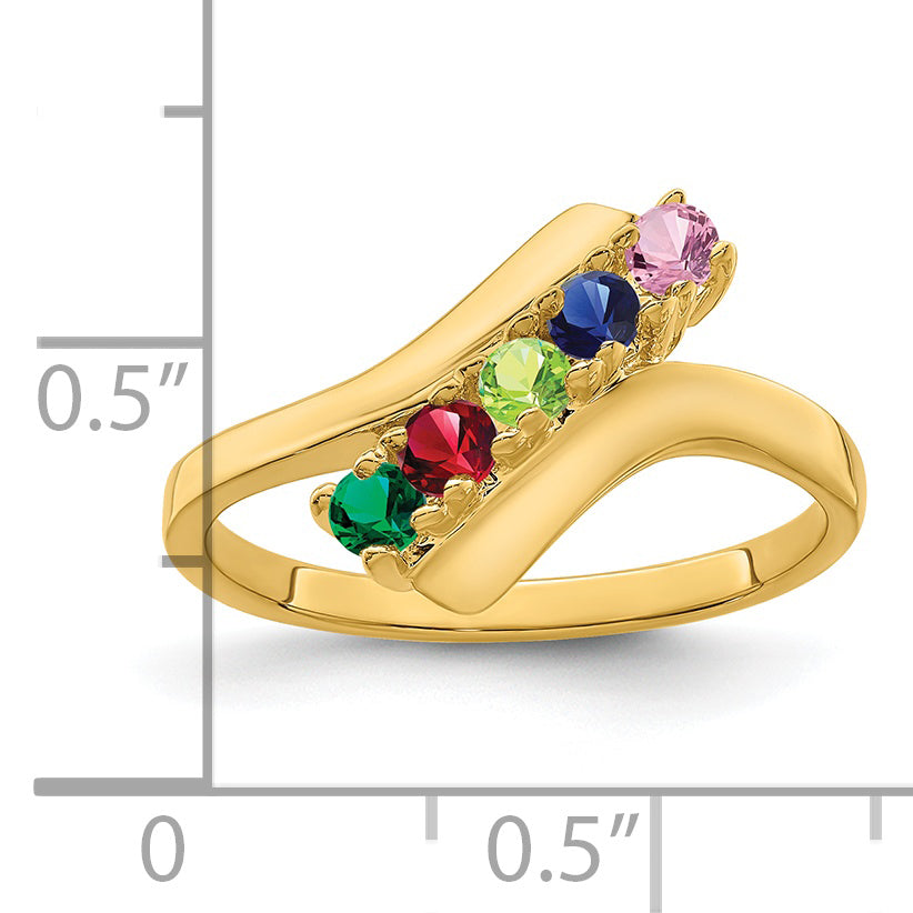 14k Genuine 5 Stone Mother's Ring - 7 / Genuine