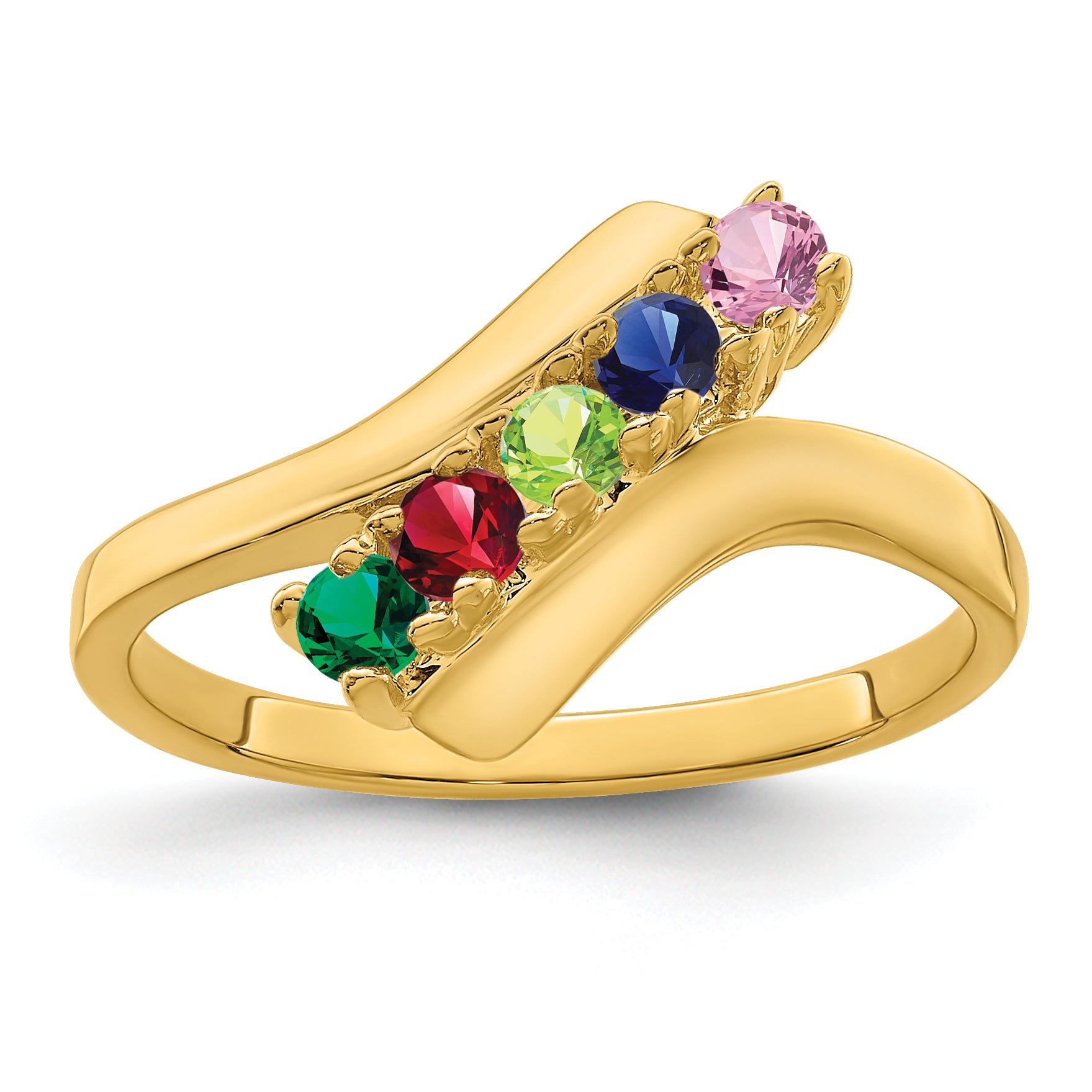 14k Genuine 5 Stone Mother's Ring - 7 / Genuine Secondary image