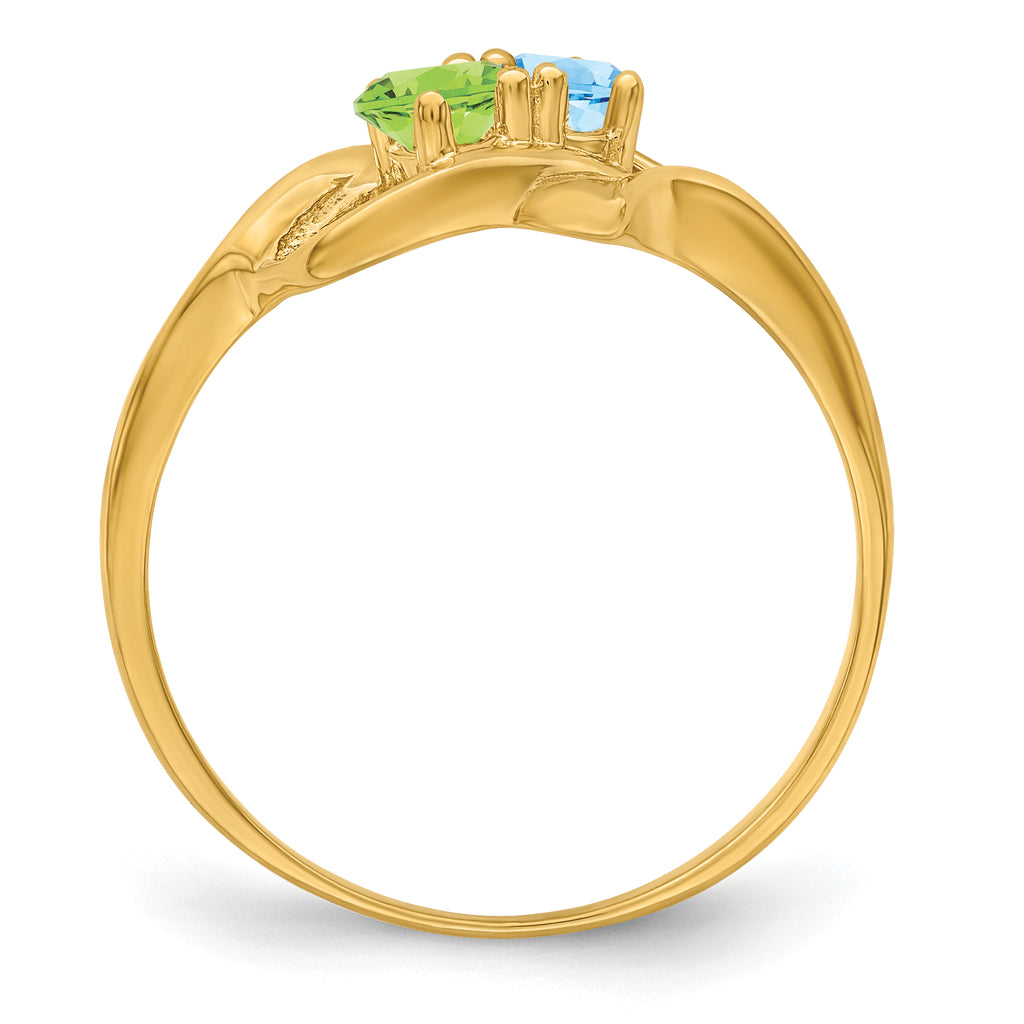 14k Genuine 2 Stone Mother's Ring - 7 / Genuine