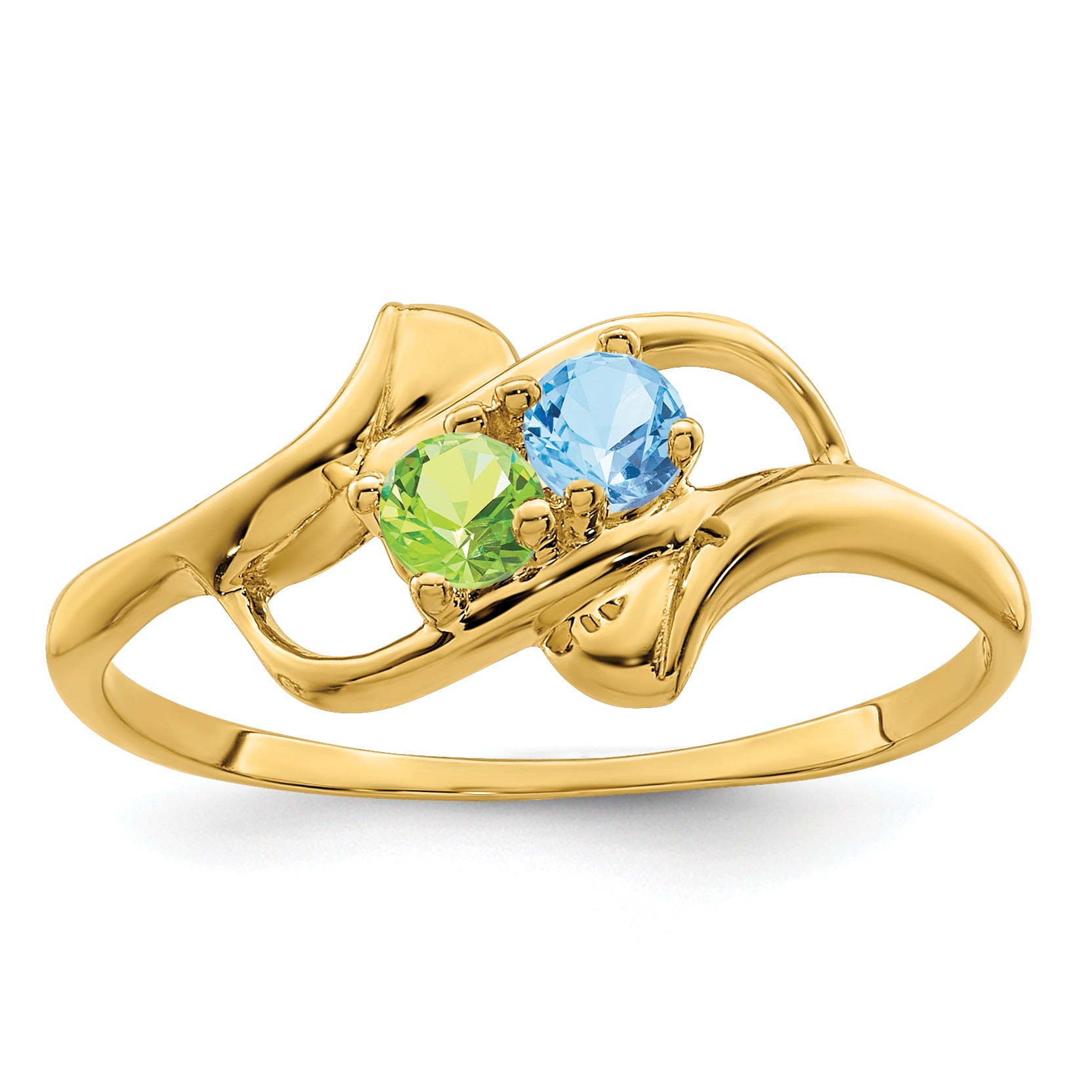 14k Genuine 2 Stone Mother's Ring - 7 / Genuine