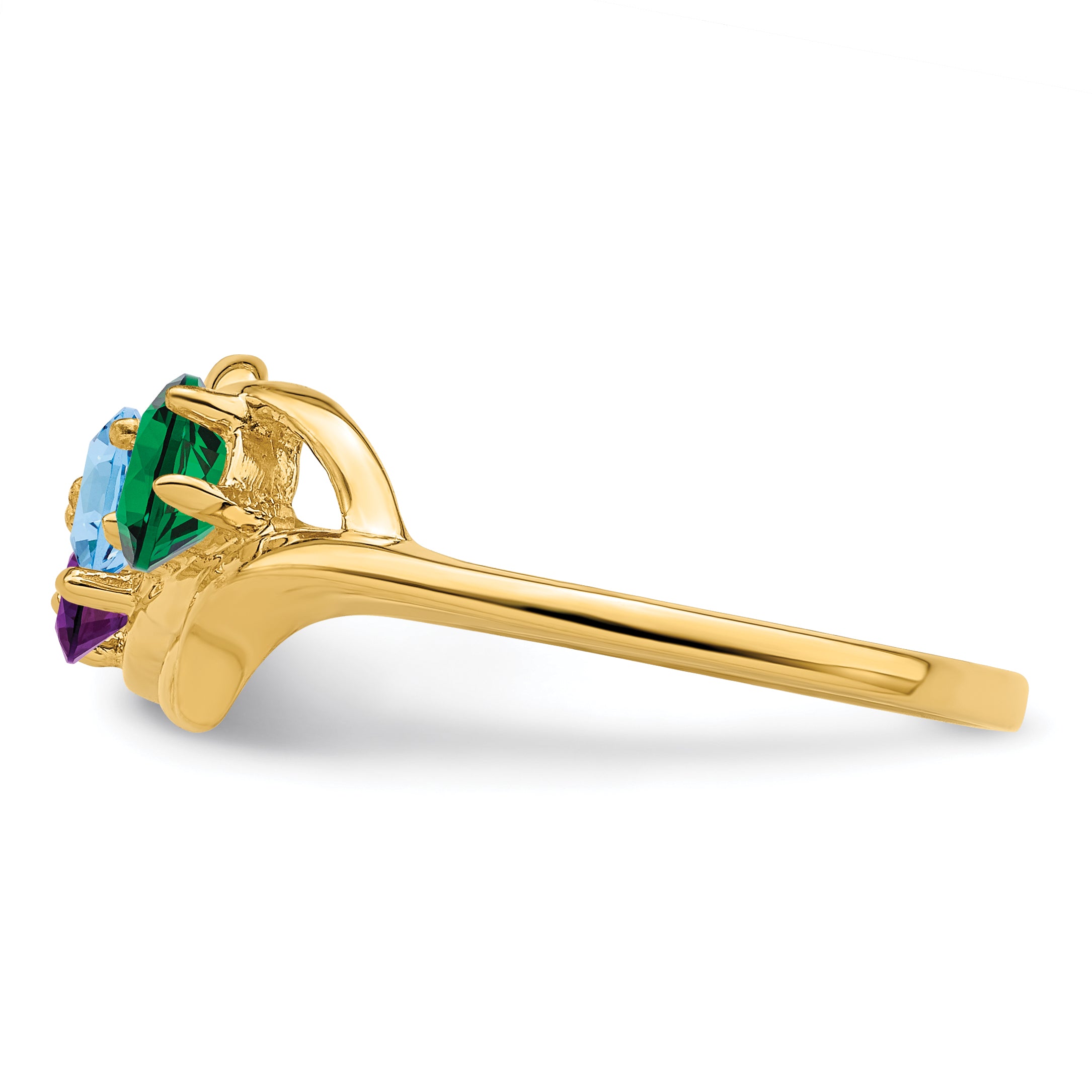 14k Genuine 3 Stone Mother's Ring - 7 / Genuine