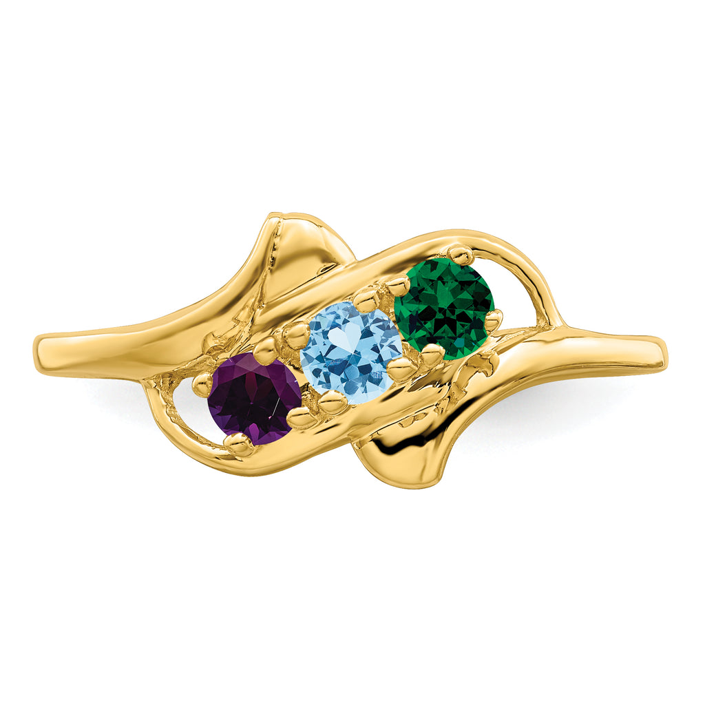 14k Genuine 3 Stone Mother's Ring - 7 / Genuine