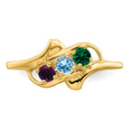14k Genuine 3 Stone Mother's Ring - 7 / Genuine