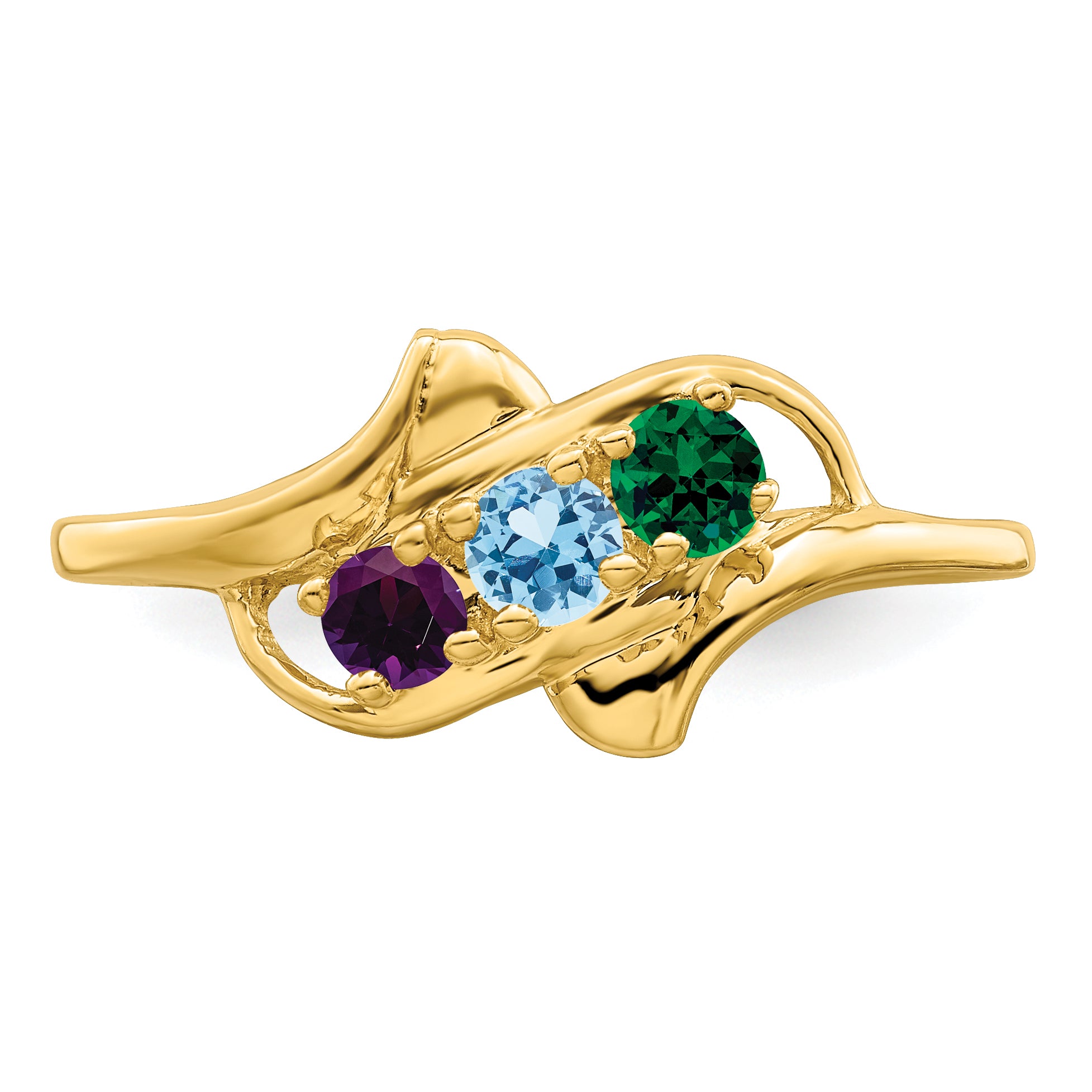 14k Genuine 3 Stone Mother's Ring - 7 / Genuine