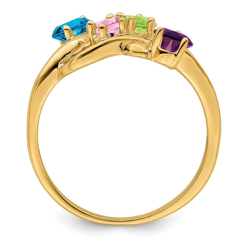 14k Genuine 4 Stone Mother's Ring - 7 / Genuine