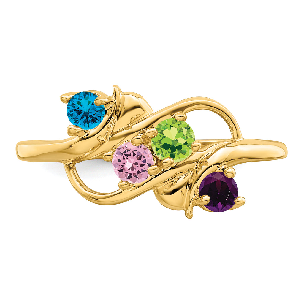 14k Genuine 4 Stone Mother's Ring - 7 / Genuine