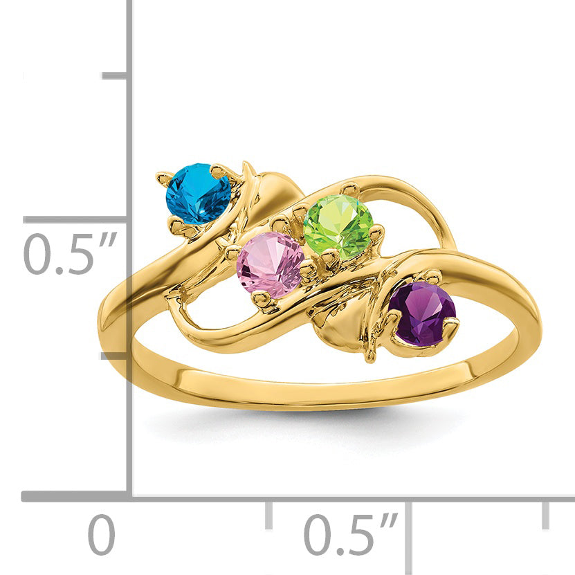 14k Genuine 4 Stone Mother's Ring - 7 / Genuine