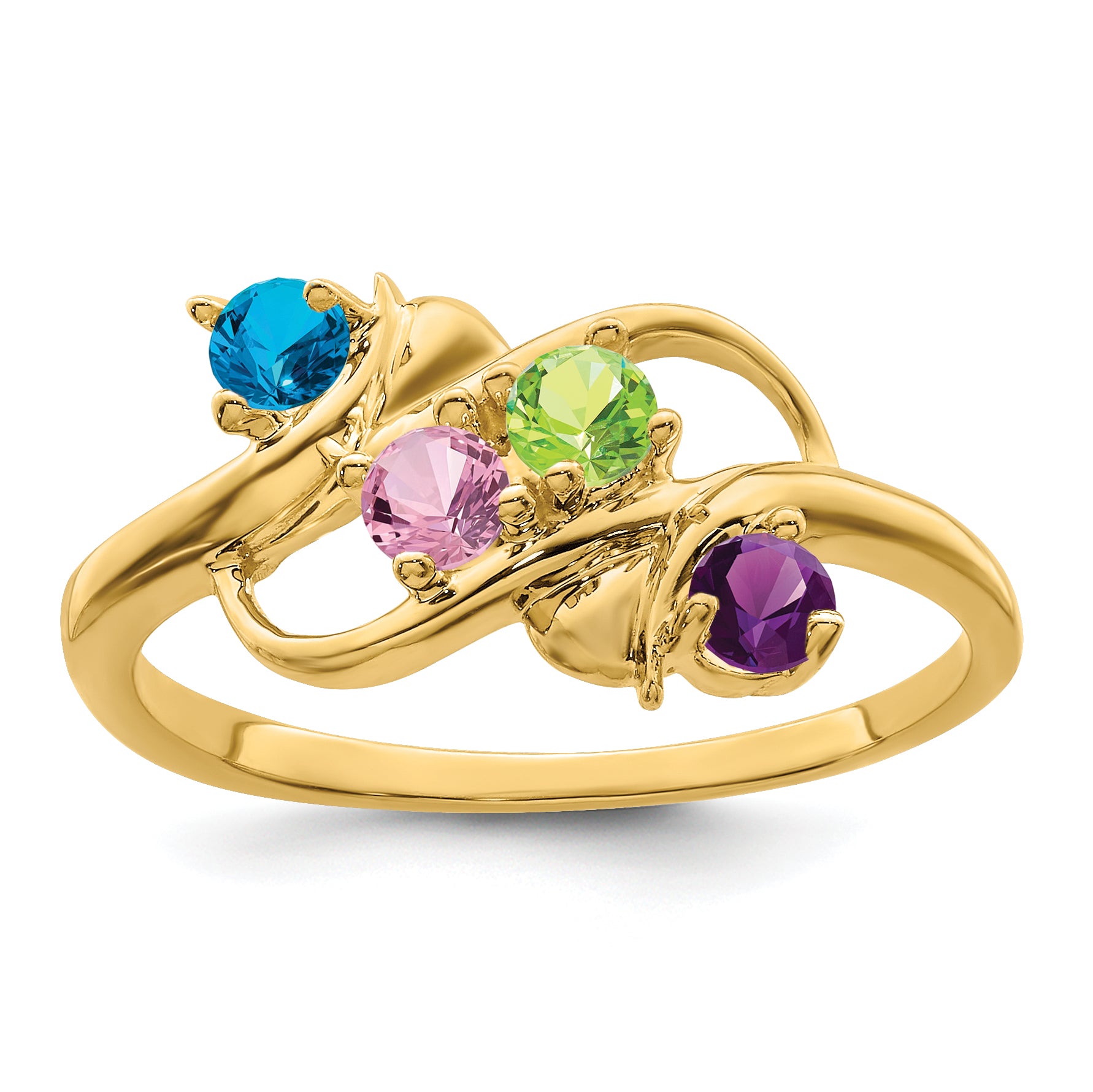14k Genuine 4 Stone Mother's Ring - 7 / Genuine Secondary image