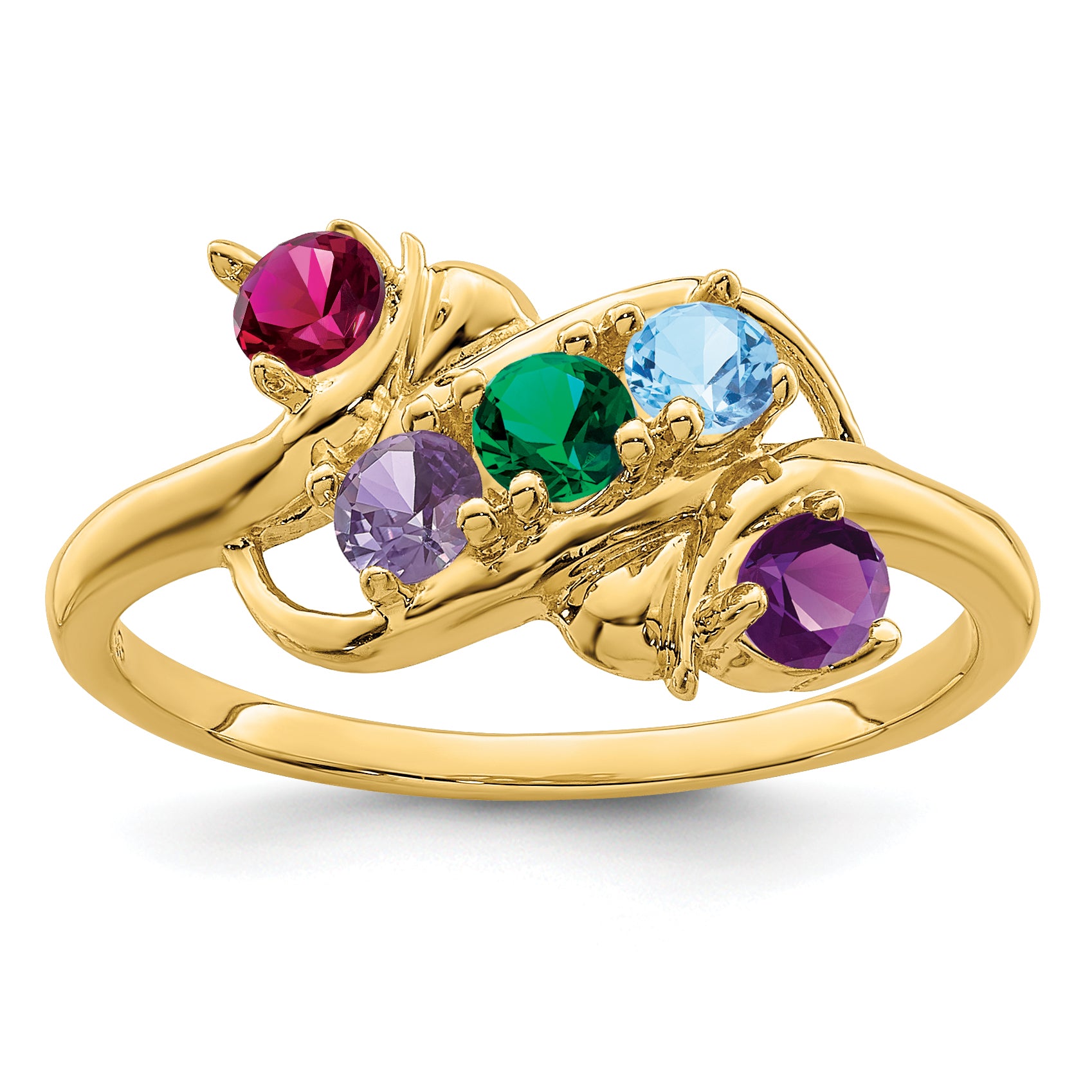 14k Genuine 5 Stone Mother's Ring - 7 / Genuine Secondary image