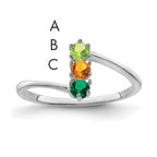14k White Gold Genuine 3 Stone Mother's Ring - 7 / Genuine