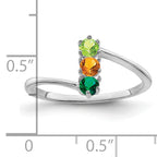 14k White Gold Genuine 3 Stone Mother's Ring - 7 / Genuine