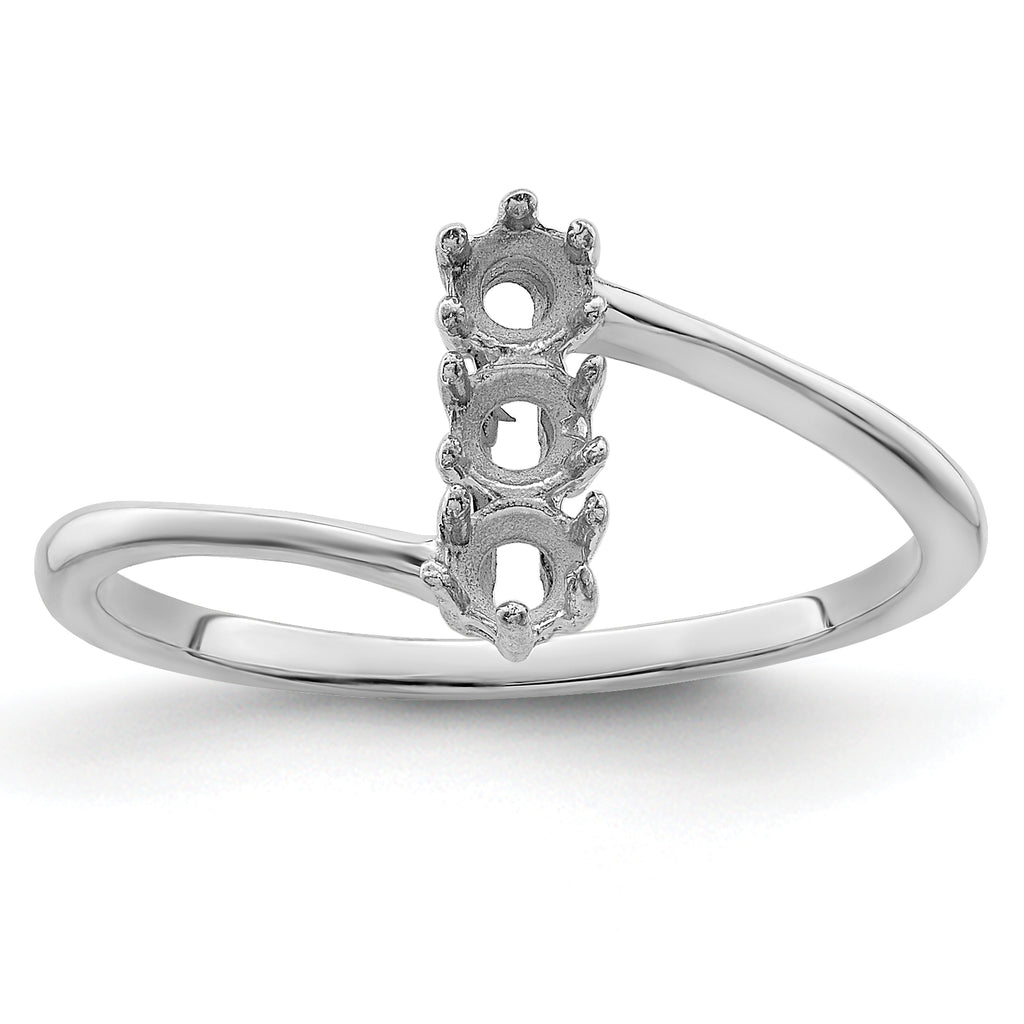 14k White Gold Genuine 3 Stone Mother's Ring - 7 / Genuine