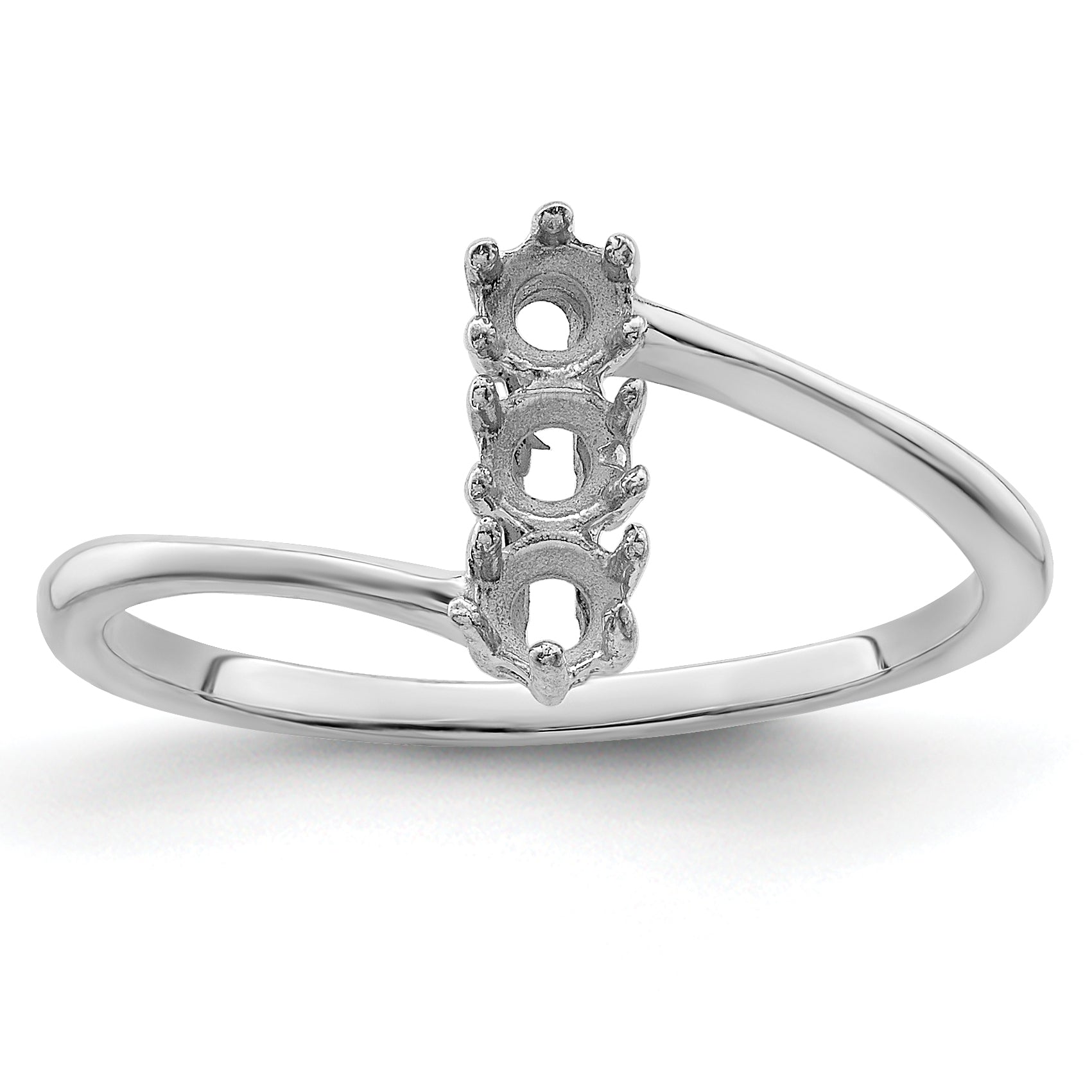 14k White Gold Genuine 3 Stone Mother's Ring - 7 / Genuine