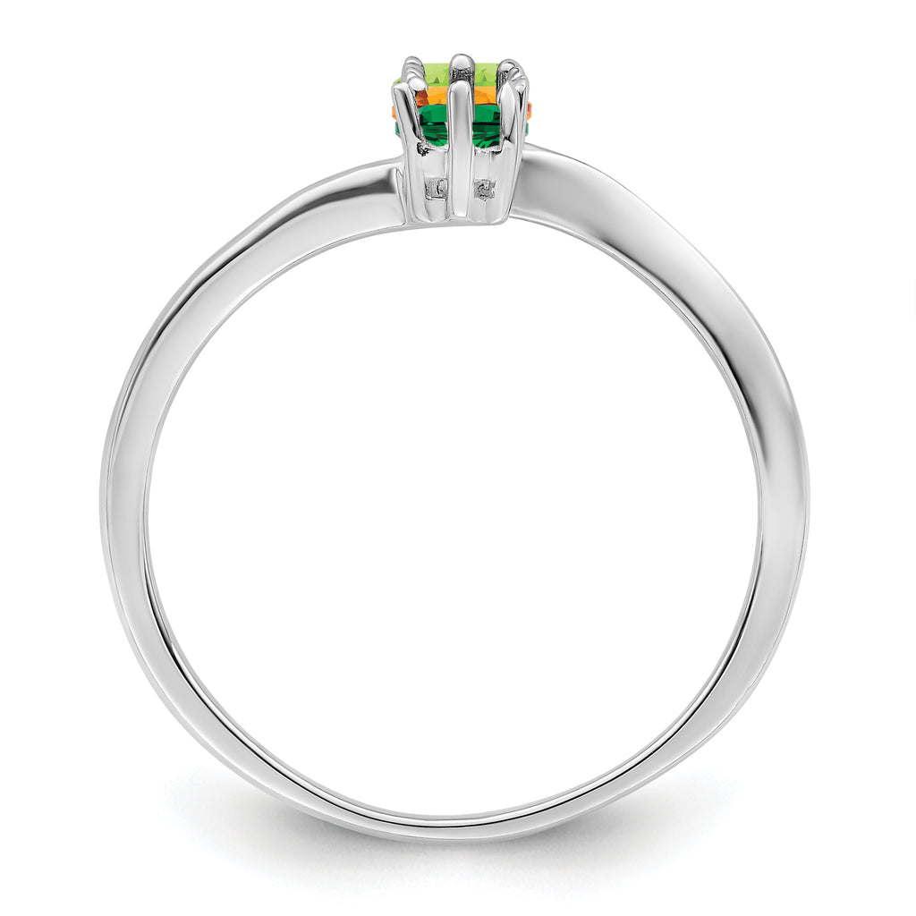 14k White Gold Genuine 3 Stone Mother's Ring - 7 / Genuine