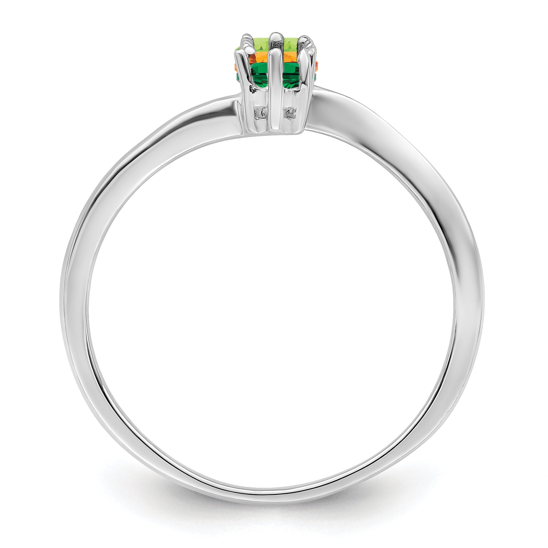 14k White Gold Genuine 3 Stone Mother's Ring - 7 / Genuine