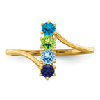 14k Genuine 4 Stone Mother's Ring - 7 / Genuine
