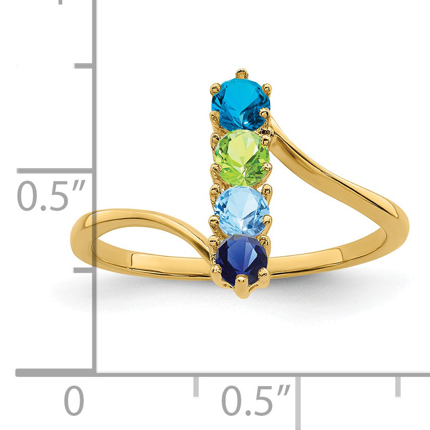 14k Genuine 4 Stone Mother's Ring - 7 / Genuine