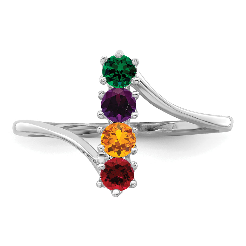 14k White Gold Family Jewelry Ring - 7 / Genuine