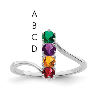 14k White Gold Family Jewelry Ring - 7 / Genuine