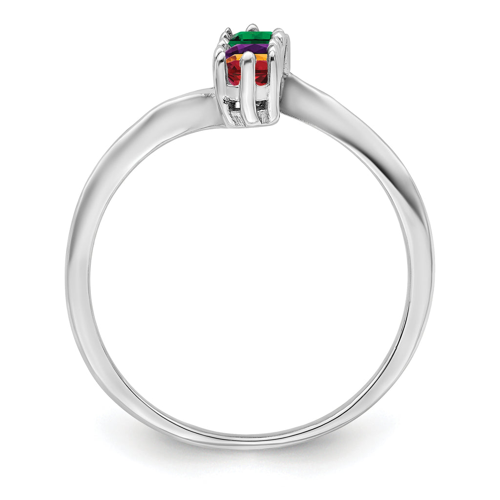 14k White Gold Family Jewelry Ring - 7 / Genuine