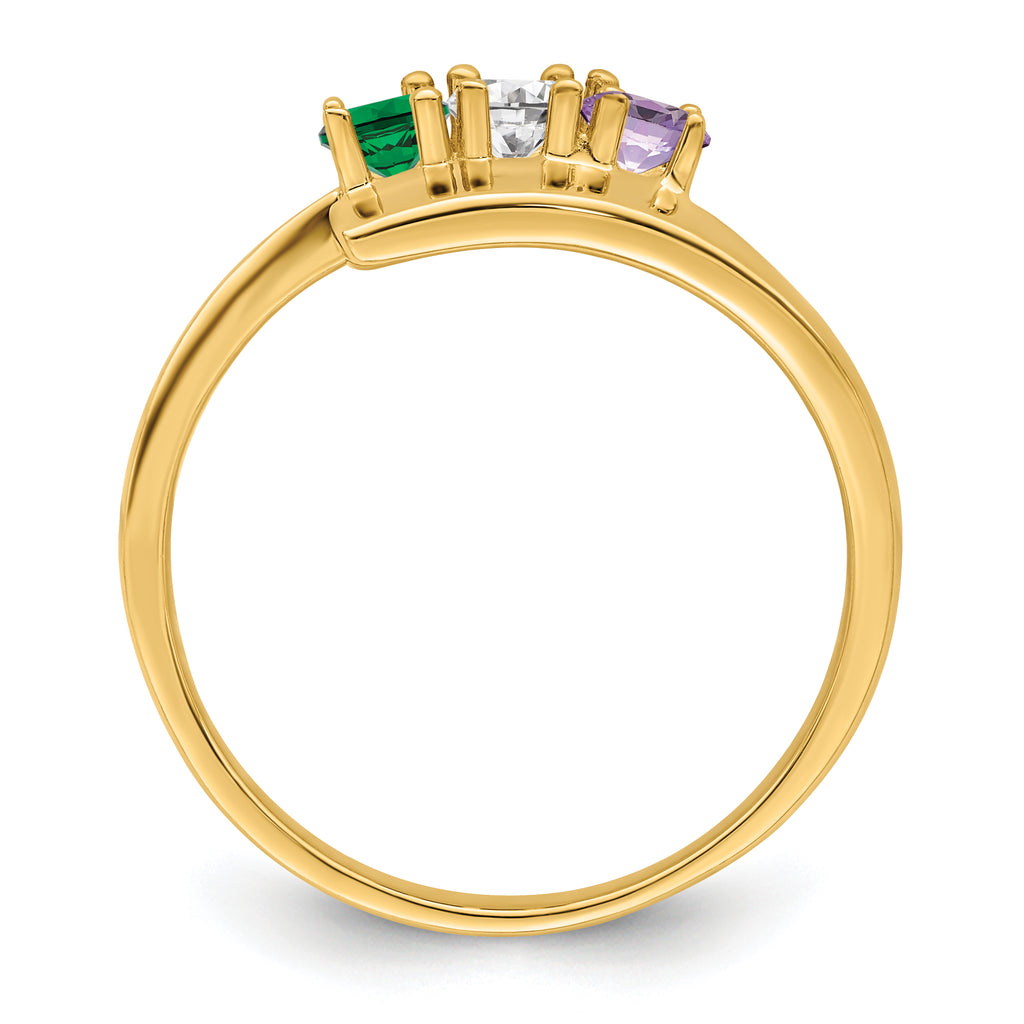 14k Genuine 3 Stone Mother's Ring - 7 / Genuine