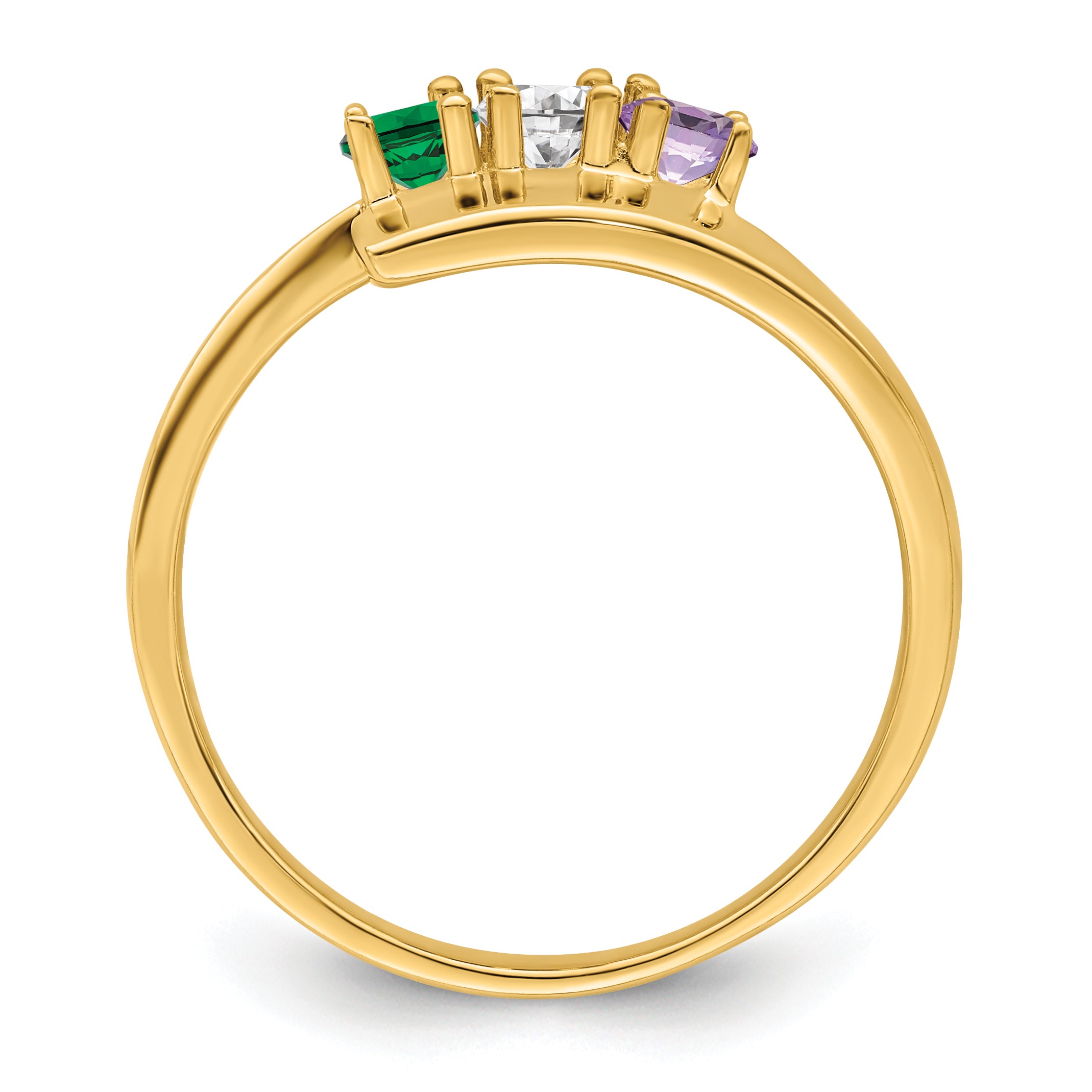 14k Genuine 3 Stone Mother's Ring - 7 / Genuine