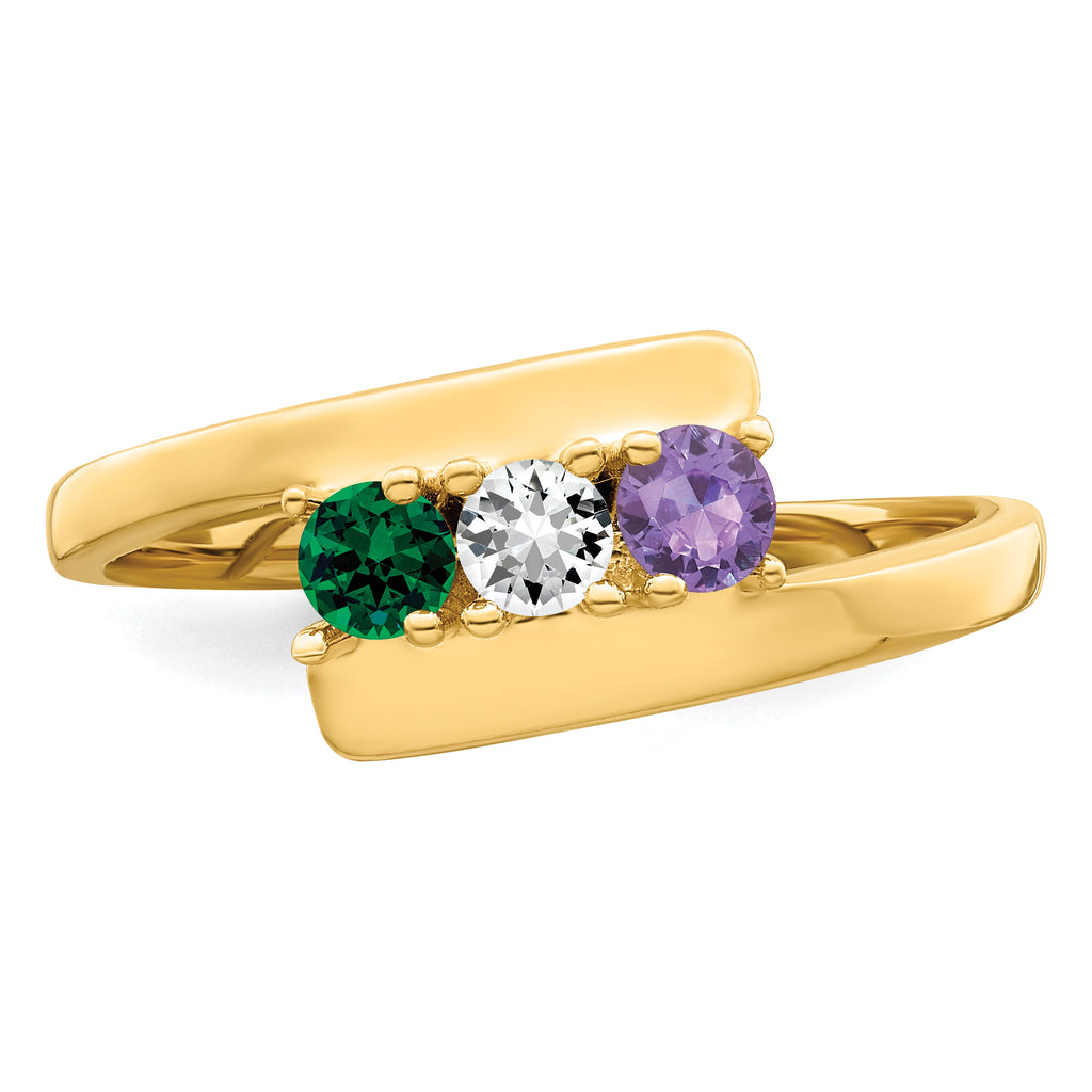 14k Genuine 3 Stone Mother's Ring - 7 / Genuine