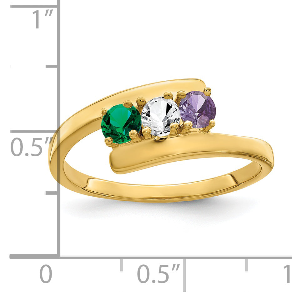 14k Genuine 3 Stone Mother's Ring - 7 / Genuine