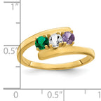 14k Genuine 3 Stone Mother's Ring - 7 / Genuine