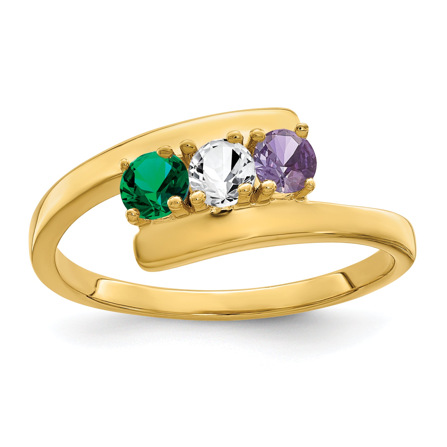 14k Genuine 3 Stone Mother's Ring - 7 / Genuine Secondary image