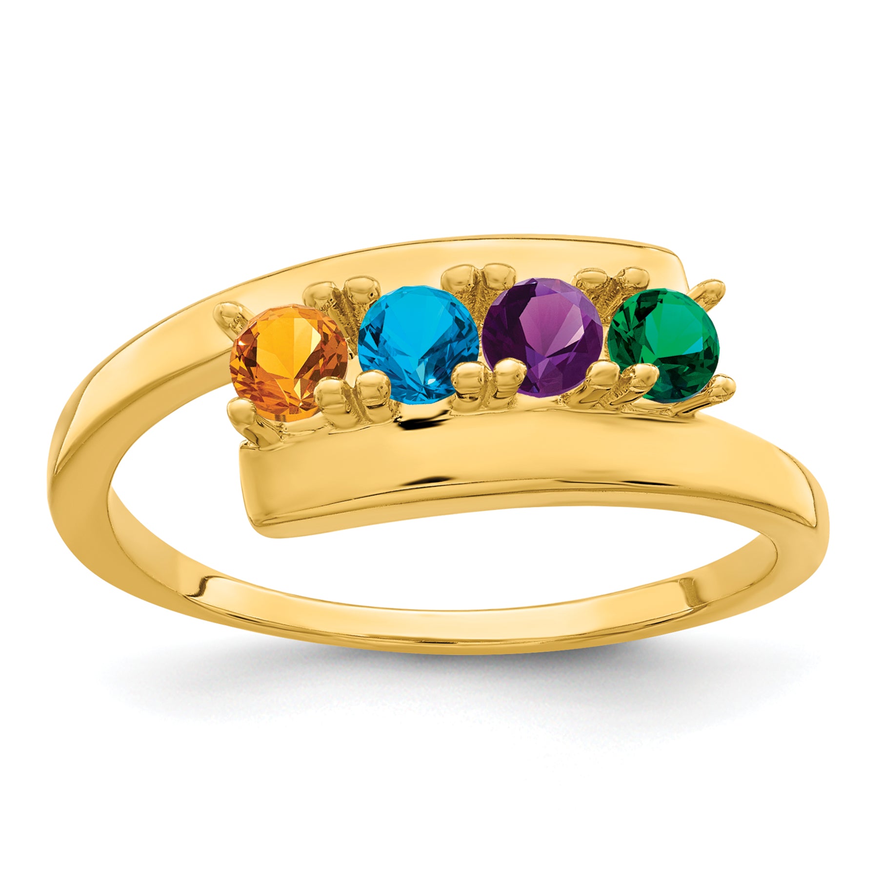 14k Genuine 4 Stone Mother's Ring - 7 / Genuine Secondary image