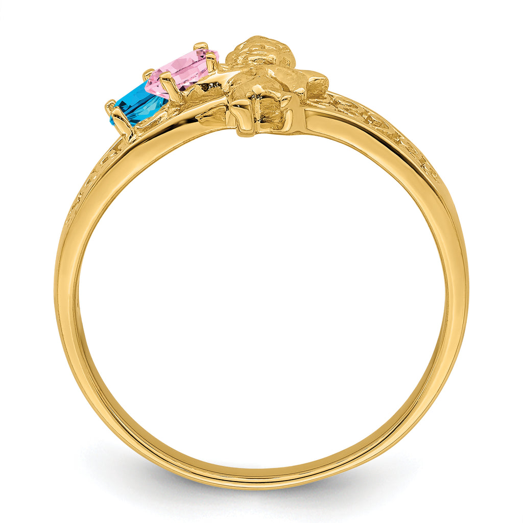 14k Genuine 2 Stone Mother's Ring - 7 / Genuine