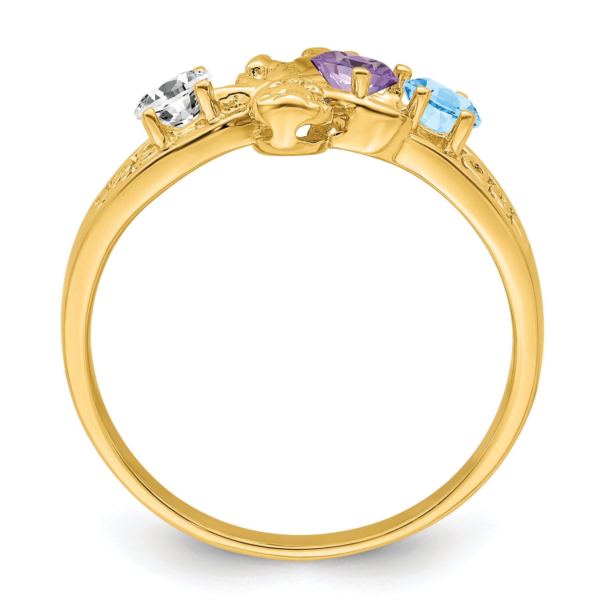 14k Genuine 3 Stone Mother's Ring - 7 / Genuine Secondary image