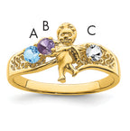 14k Genuine 3 Stone Mother's Ring - 7 / Genuine