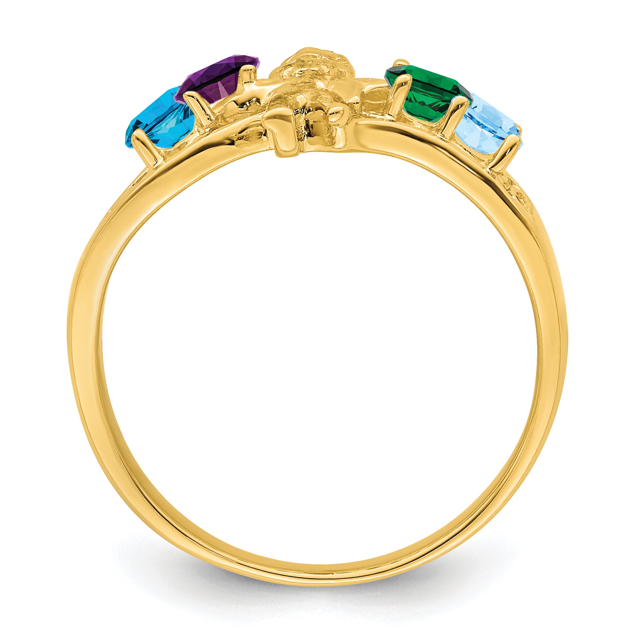 14k Genuine 4 Stone Mother's Ring - 7 / Genuine
