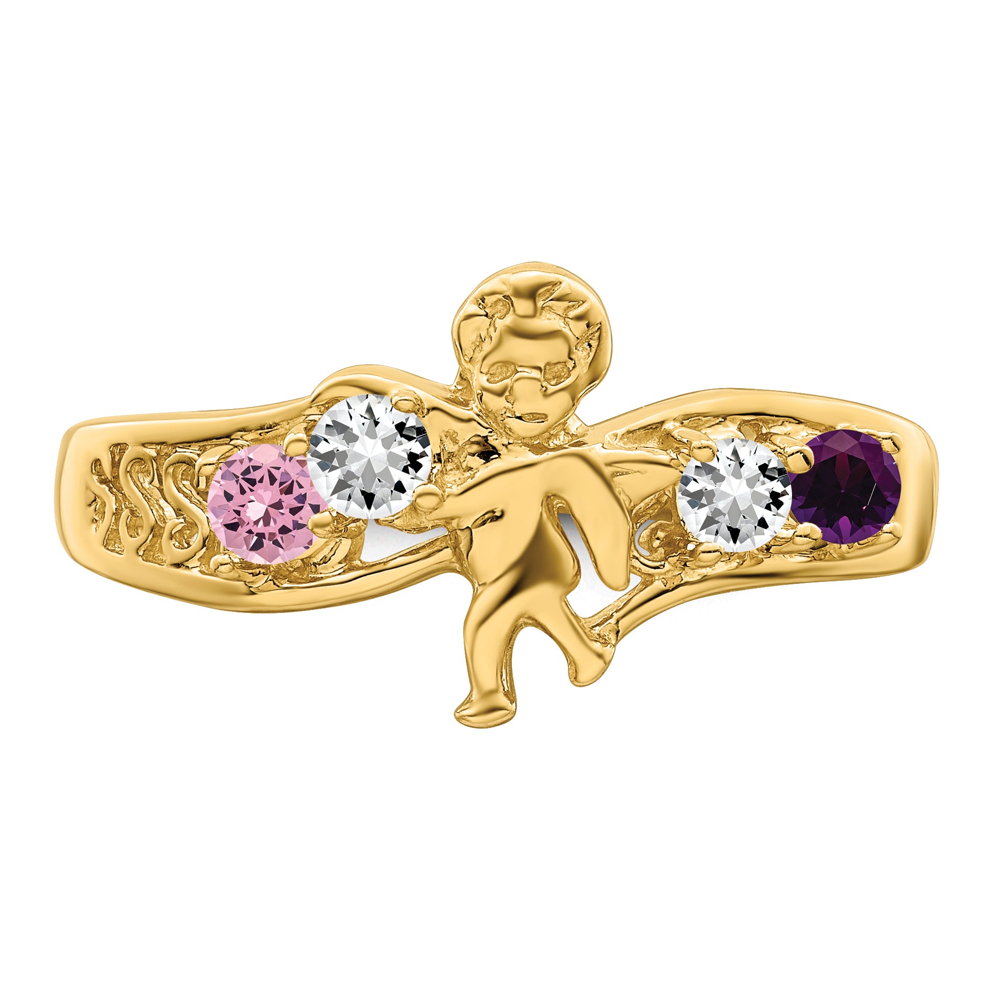 14k Genuine 4 Stone Mother's Ring - 7 / Genuine