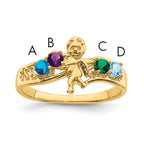 14k Genuine 4 Stone Mother's Ring - 7 / Genuine