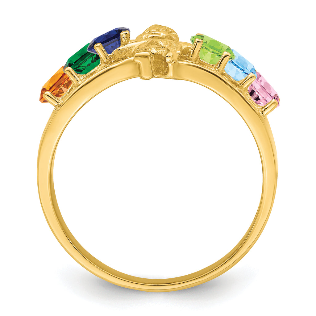 14k Genuine 6 Stone Mother's Ring - 7 / Genuine