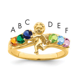14k Genuine 6 Stone Mother's Ring - 7 / Genuine