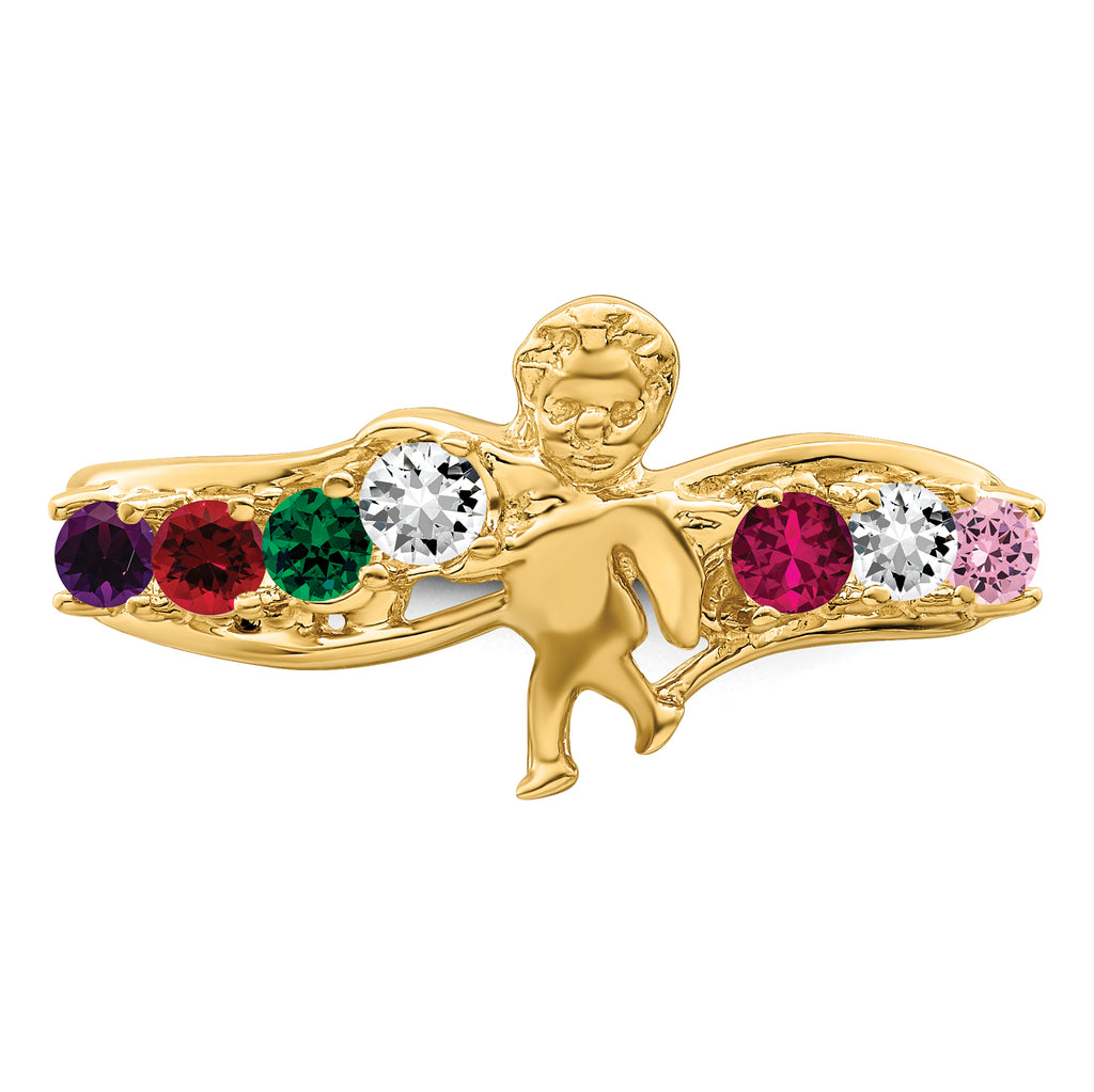 14k Genuine 7 Stone Mother's Ring - 7 / Genuine