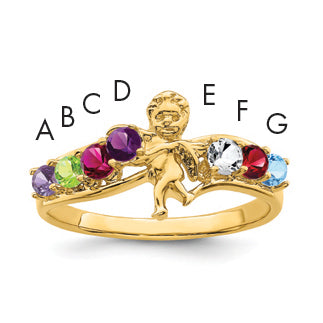 14k Genuine 7 Stone Mother's Ring - 7 / Genuine