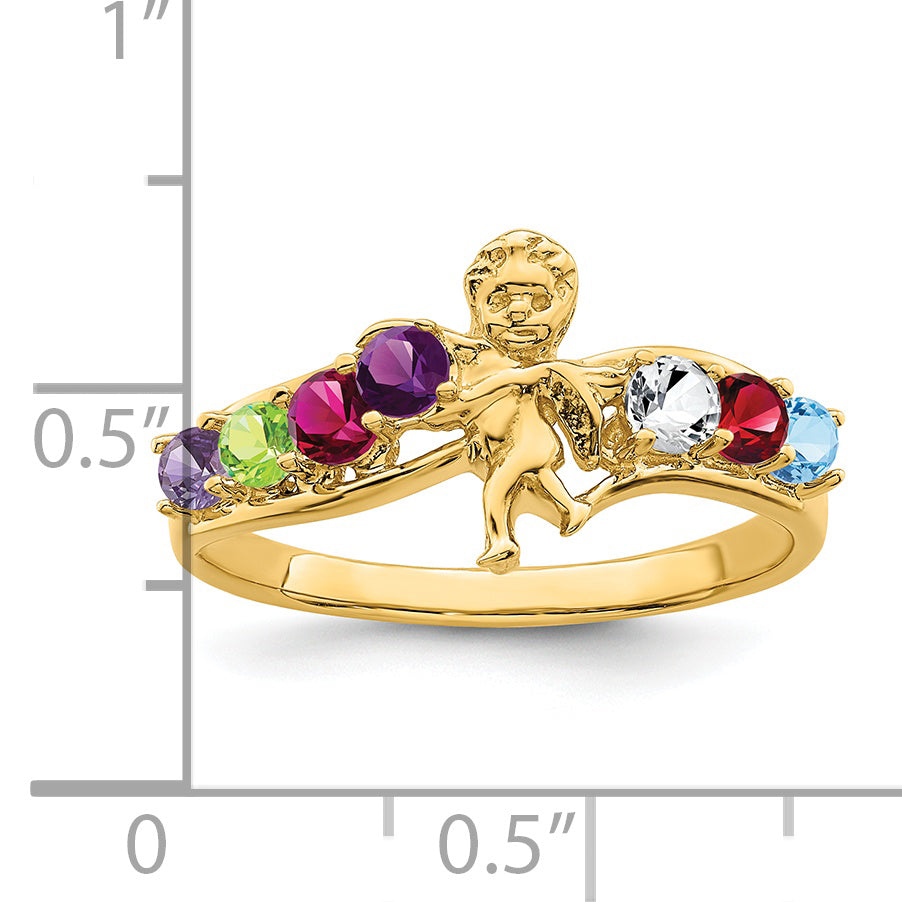 14k Genuine 7 Stone Mother's Ring - 7 / Genuine