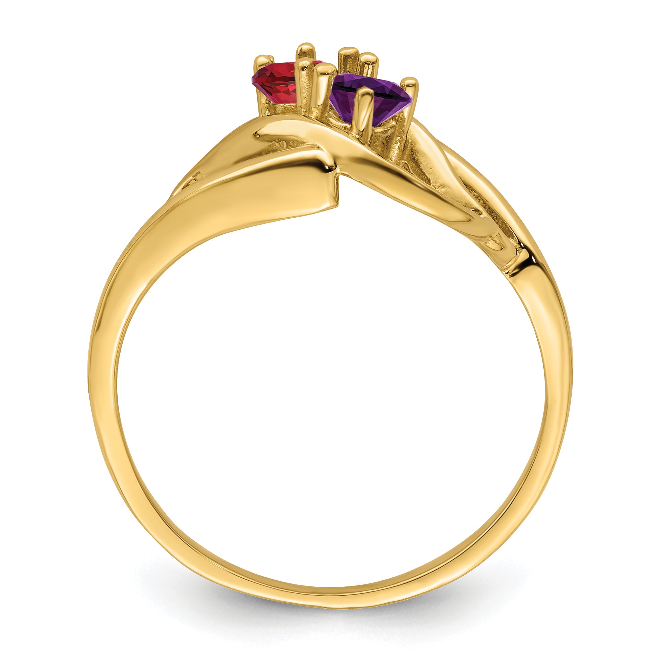 14k Genuine 2 Stone Mother's Ring - 7 / Genuine
