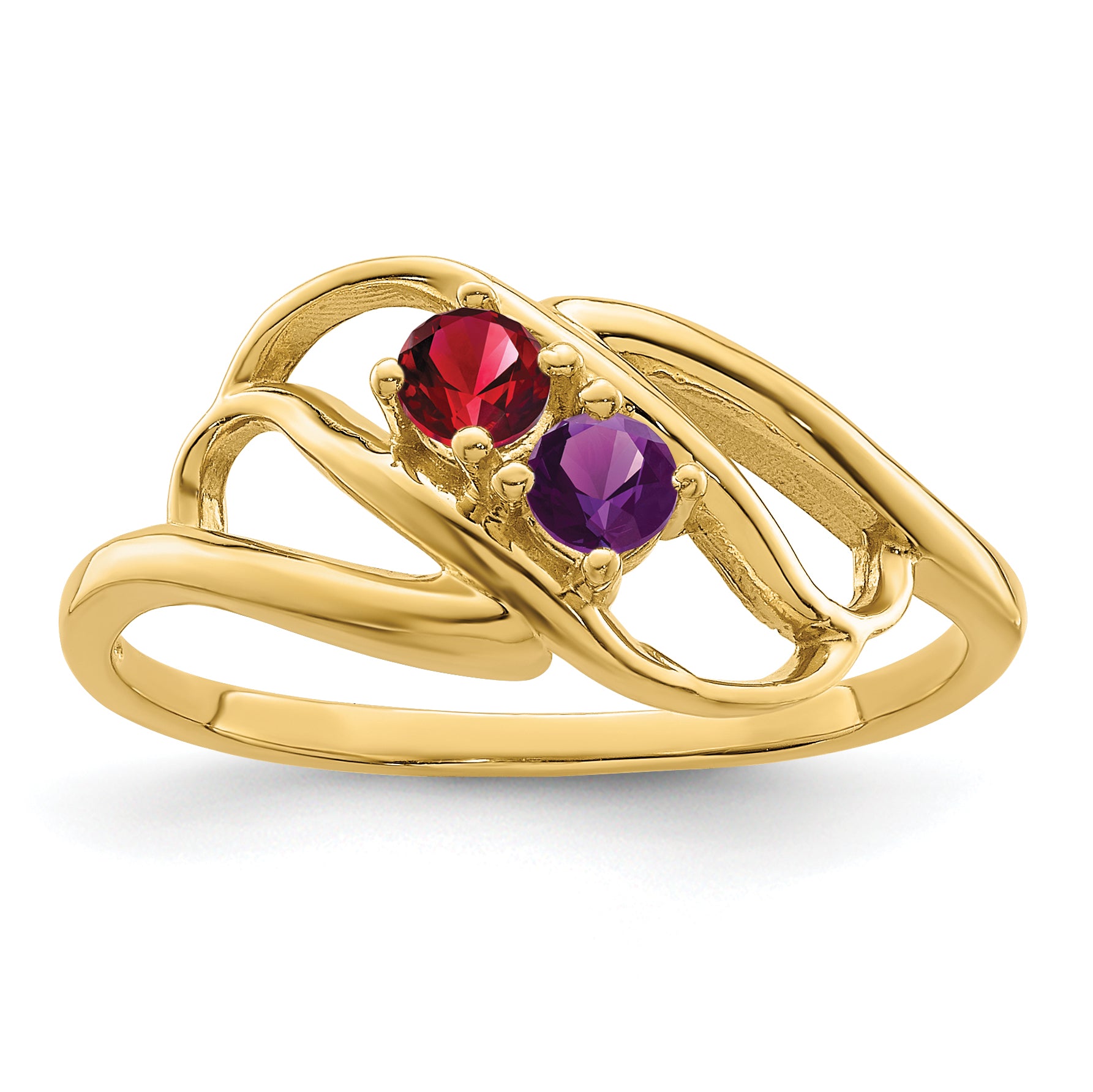 14k Genuine 2 Stone Mother's Ring - 7 / Genuine