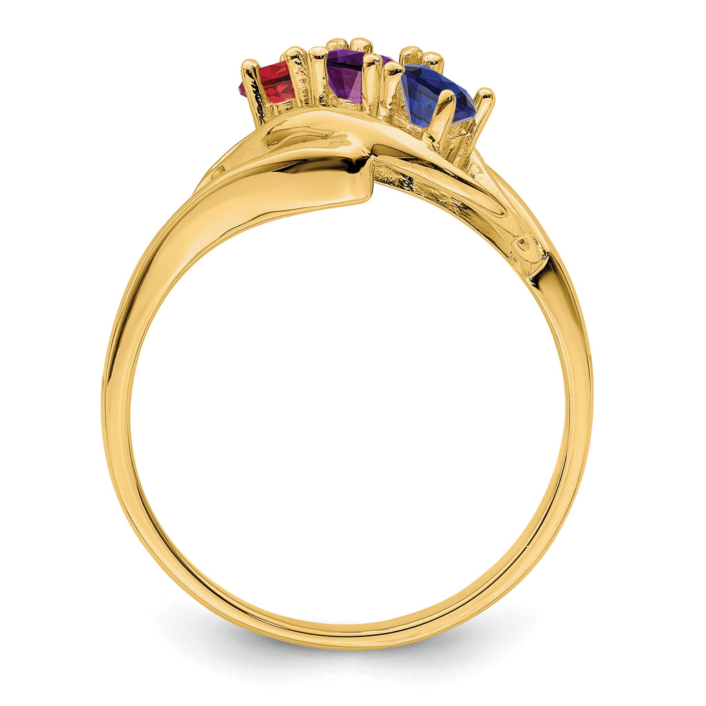 14k Genuine 3 Stone Mother's Ring - 7 / Genuine