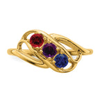 14k Genuine 3 Stone Mother's Ring - 7 / Genuine